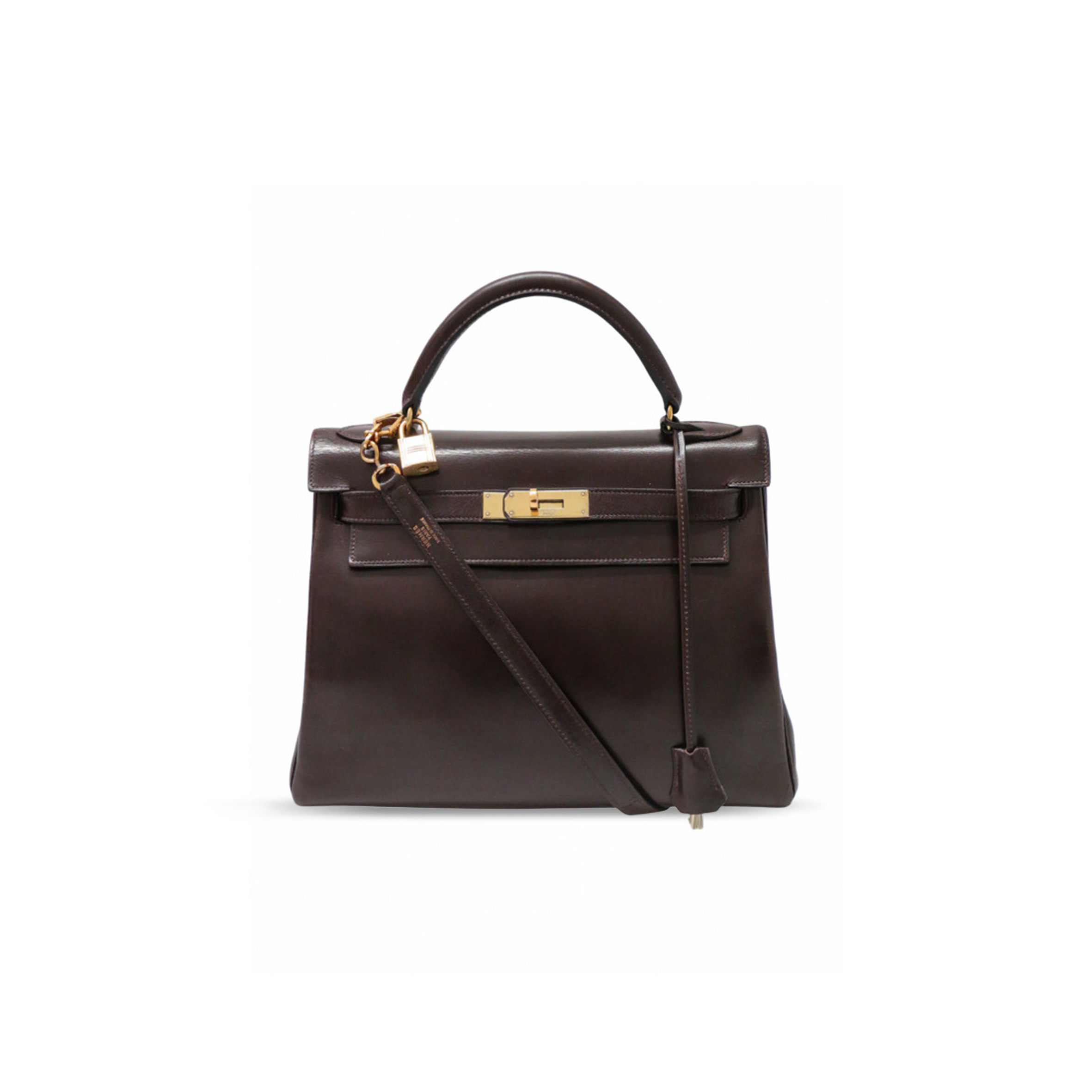HERMES MASTER KELLY 28 BOX LEATHER CHOCOLATE BROWN GOLD HARDWARE (28*22*10cm) 